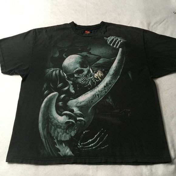 #AA OG ABEL SKELETON ANGEL Skull HIP HOP T Shirt 3XL Rap Halloween Babe Black - Picture 1 of 10